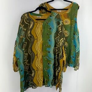 Eclectic Artsy Boho Tunic Tank Boho Ethnic Gauze Tribal Womens 2X 3X Lagenlook